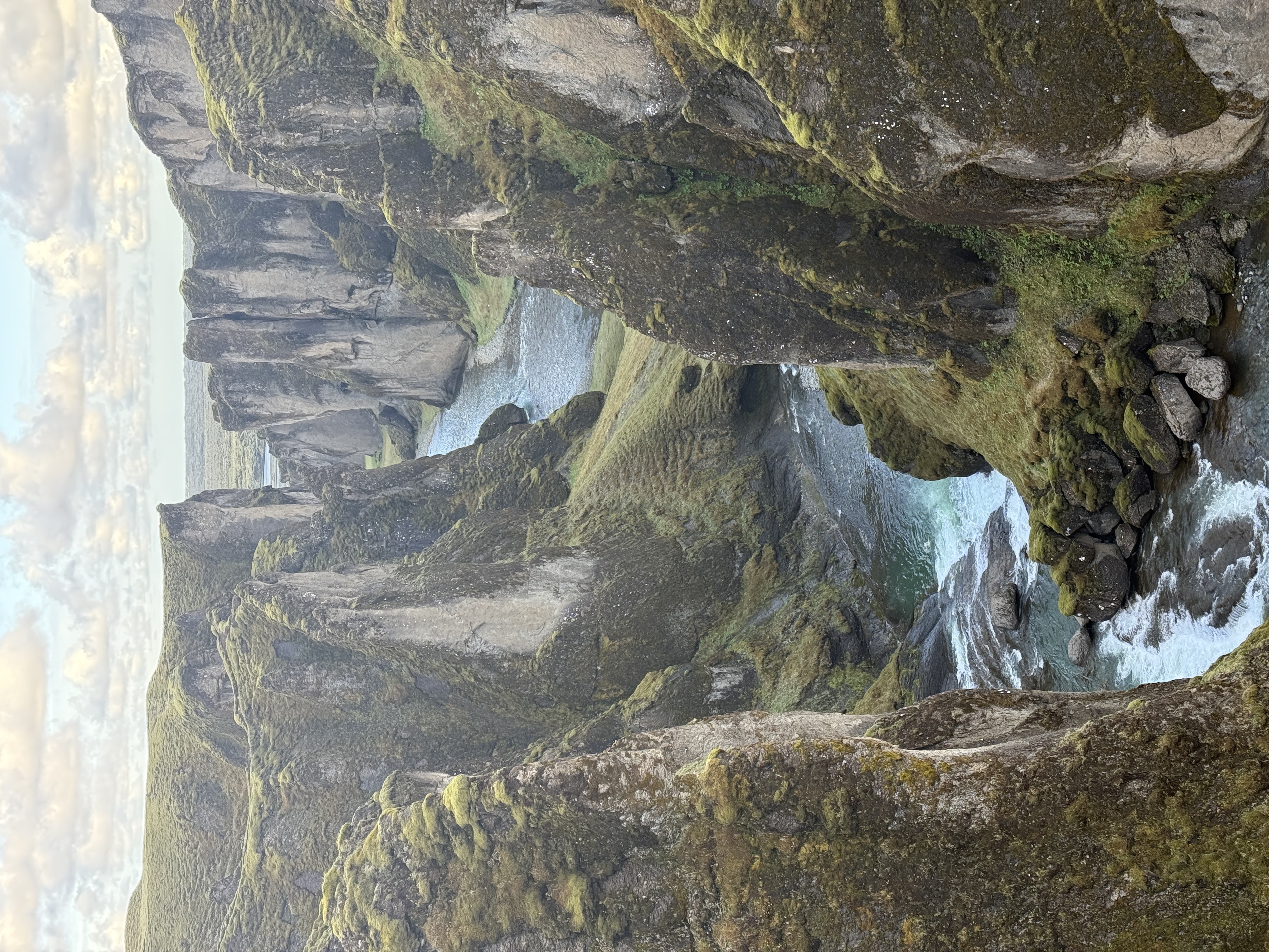 A mossy canyon with a river running through it in Iceland