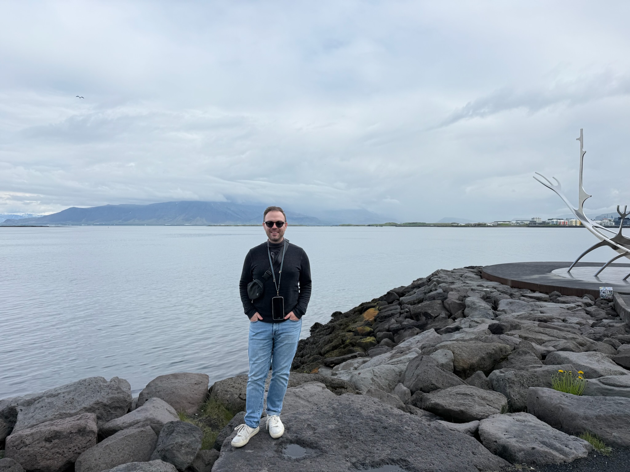 Andrew standing near the Reykjavík waterfront